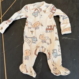 Carter's Cream and Brown Construction Print Footie